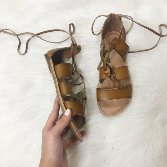 cognac gladiator sandals